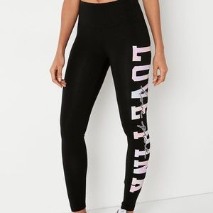 Victoria's Secret PINK Cotton High Waist Leggings Black Freya Tie Dye Large NEW